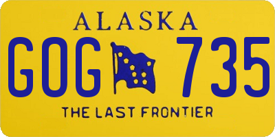 AK license plate GOG735