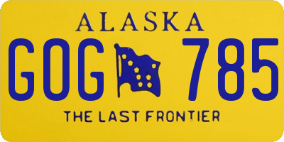 AK license plate GOG785