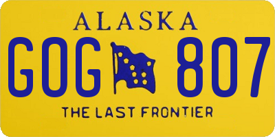 AK license plate GOG807