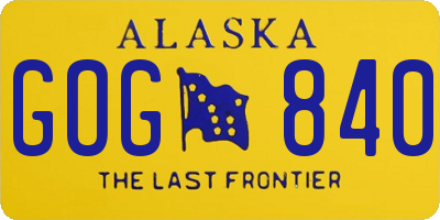 AK license plate GOG840