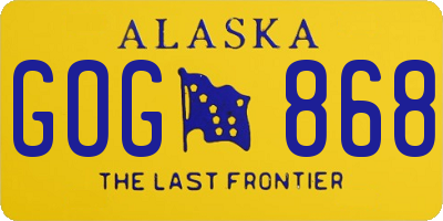 AK license plate GOG868