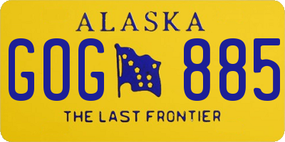 AK license plate GOG885