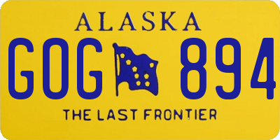 AK license plate GOG894