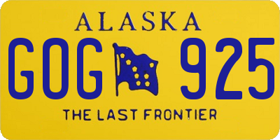 AK license plate GOG925