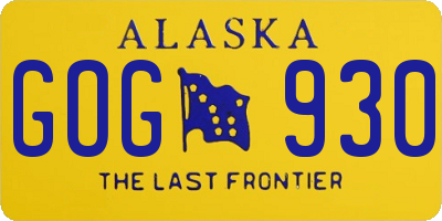 AK license plate GOG930