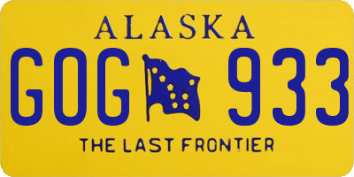 AK license plate GOG933
