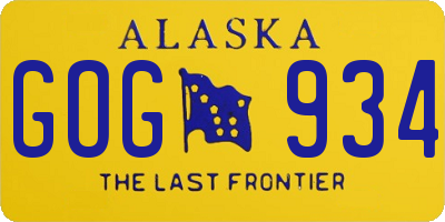 AK license plate GOG934