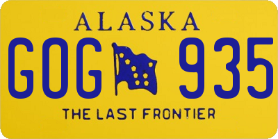 AK license plate GOG935