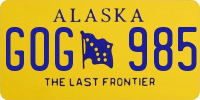 AK license plate GOG985