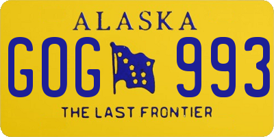 AK license plate GOG993