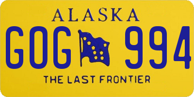 AK license plate GOG994