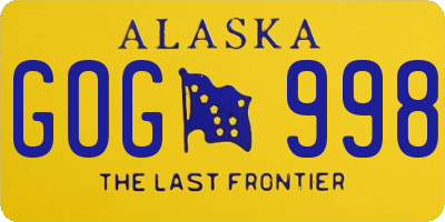 AK license plate GOG998