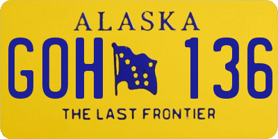 AK license plate GOH136