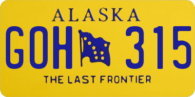 AK license plate GOH315