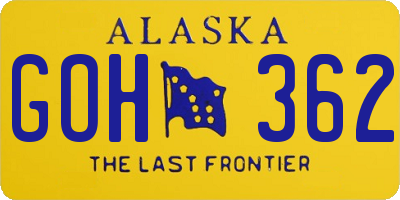 AK license plate GOH362