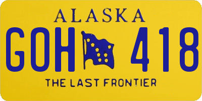 AK license plate GOH418