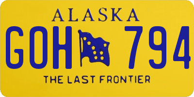 AK license plate GOH794