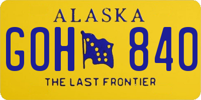 AK license plate GOH840