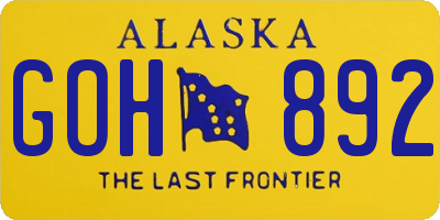 AK license plate GOH892