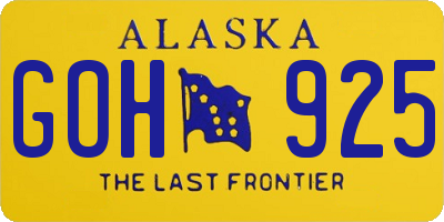 AK license plate GOH925