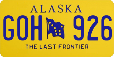 AK license plate GOH926
