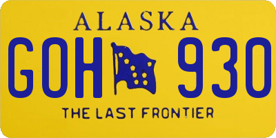 AK license plate GOH930