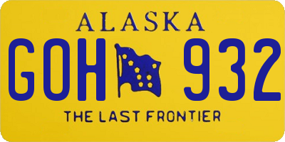 AK license plate GOH932