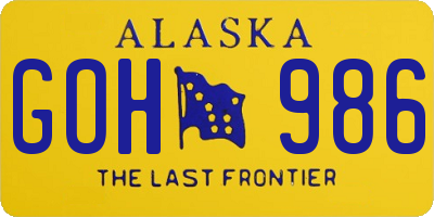 AK license plate GOH986