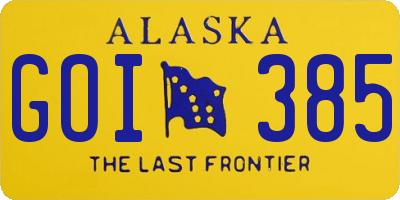 AK license plate GOI385