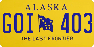 AK license plate GOI403