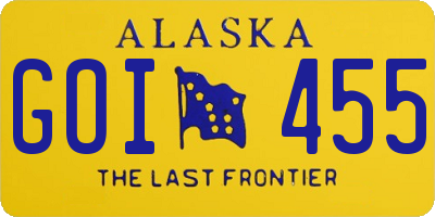 AK license plate GOI455