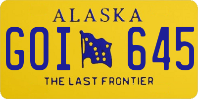 AK license plate GOI645