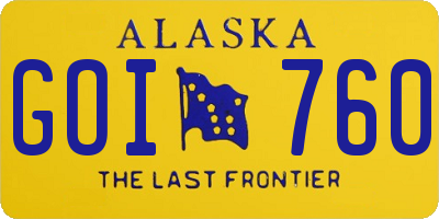 AK license plate GOI760