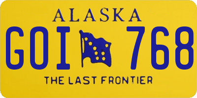 AK license plate GOI768