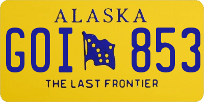 AK license plate GOI853