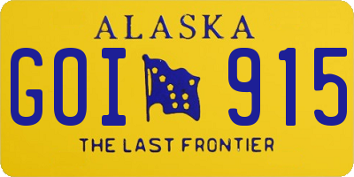 AK license plate GOI915