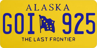 AK license plate GOI925