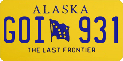 AK license plate GOI931