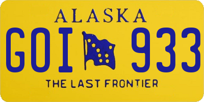 AK license plate GOI933