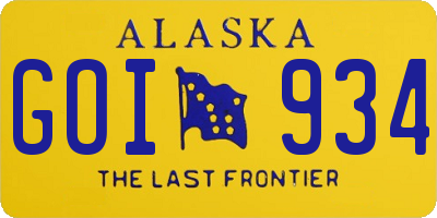 AK license plate GOI934