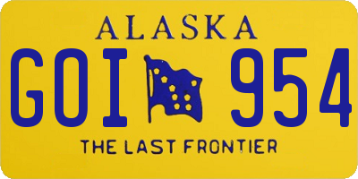 AK license plate GOI954