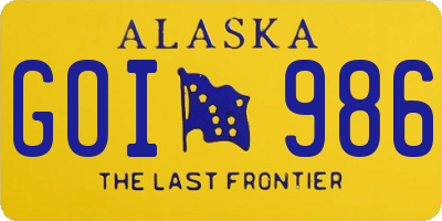 AK license plate GOI986