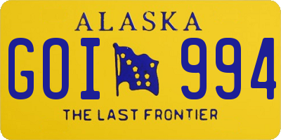 AK license plate GOI994