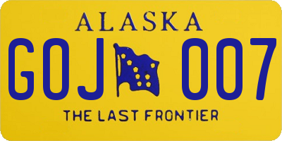 AK license plate GOJ007
