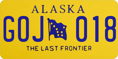 AK license plate GOJ018