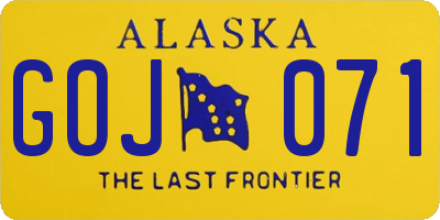 AK license plate GOJ071