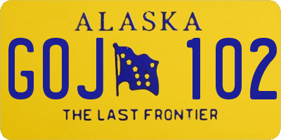 AK license plate GOJ102