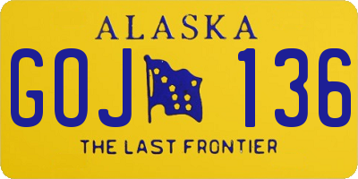 AK license plate GOJ136