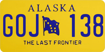 AK license plate GOJ138