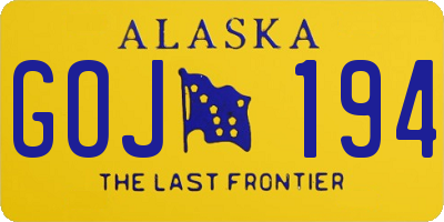 AK license plate GOJ194
